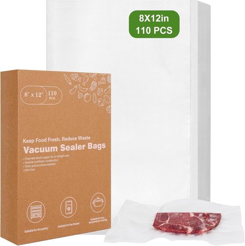 Moretoes Vacuum Sealer Bags - 110pcs BPA-Free Quart Bags 8" x 12" for Food Storage & Meal Prep