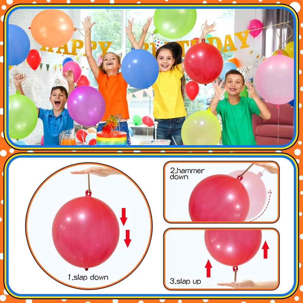 Punch Balloons - 48pcs Neon Punching Balloons for Kids | Fun Party Favors & Carnival Gifts