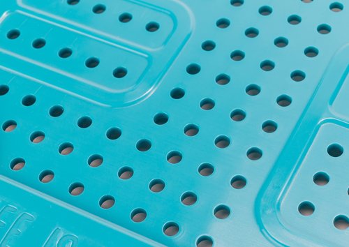 Camco Life is Better at The Campsite RV-Shaped Pot Drainer | Features a Handle for Safe and Easy Draining, an Easy-to-Clean Durable Teal Design, and is Dishwasher Safe (53385)