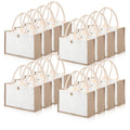 Reginary 16 PCS Jute Tote Bags Bulk - Reusable Blank Burlap & White Canvas Tote with Handles for DIY, Bridesmaid Gift, Travel, Beach, Shopping Grocery Bag