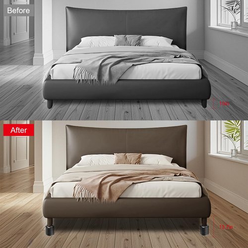 Round Bed Risers Furniture Risers – Heavy Duty Anti-Slip Adjustable(1.3" - 3.7" Hgt) Bed Lifts Riser for Desk, Table, Couch, Sofa, Chair, Refrigerator & Washing Machine (2.5 Inch, Black, 4 Pack )