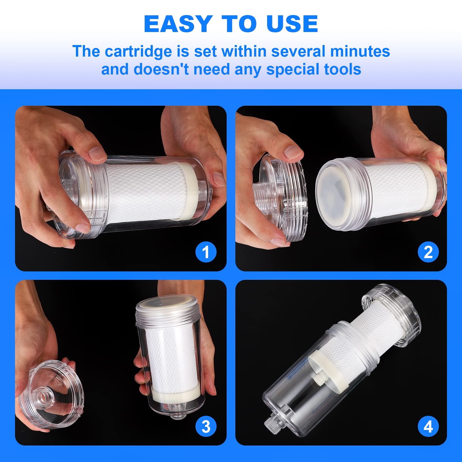 ZHYUUAX 1 Micron High Density Washing Machine Water Filter, Visible Washer Water Filter System, 99.5% Removal of Chlorine Fluoride, Heavy Metals, Odor, Impede Scale, Relieve Dry Skin ACF Shower Filter