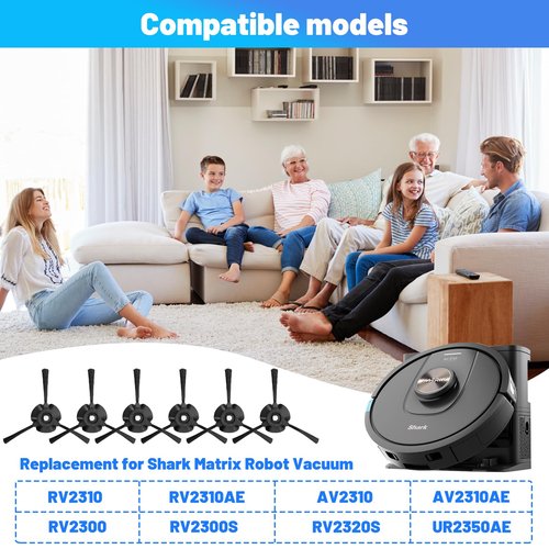 Detetap 6 Pack Side Brushes for Shark Matrix Robot Vacuum Cleaner RV2310, RV2310AE, AV2310, AV2310AE, RV2300, RV2300S, RV2320S, UR2350AE Replacement Parts