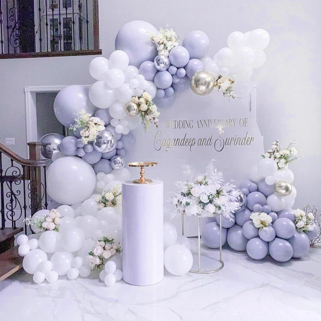 PartyWoo Dusty Blue Balloons - 100pcs 12 Inch Latex for Baby Showers & Celebrations | Boho Purple & Lavender