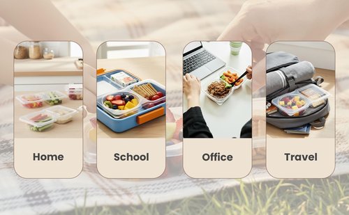 blacksof Reusable Snack Containers with Lids 20 Pack – 2 Compartment Portion Control Food Storage Boxes, Leakproof Snack Tray, Stackable Containers for Travel, Office & Home