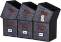 DECOMOMO Storage Bins - Fabric Cube Storage Bins with Labels | 10.5" x 11" | Set of 6, Black Pattern