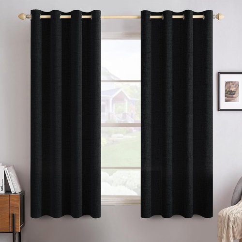 MIULEE Blackout Curtains - 100% Thermal Insulated Linen Texture Drapes | 52x54 Inch (2 Panels)