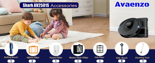 Replacement Parts Compatible with Shark AV2511AE AV2501S AV2610WA AV2501AE RV2502AE RV2610WA RV2520 AV2510 Accessories Kit with Main Brush,Filters,Foam Filters,Primary Filter,Side Brushes