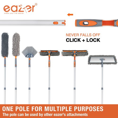Eazer 2-in-1 Window Cleaner Tool, 64'' Window Squeegee for Home, Window Cleaning Squeegee Kit with Telescopic Pole, Window Washing Kit with Rotatable Bendable Head(Threaded + Telescopic)