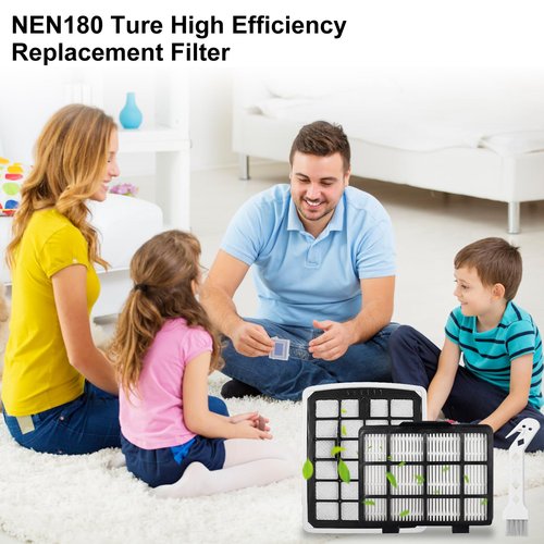 4 Pack Filters Replacement Parts for EUREKA NEN180 / NEN186BL Bagless Canister Vacuum Cleaner Accessories Include 2 Dust Cup Filters Element & 2 Filters