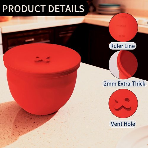 5 Qt Silicone Bowl Liners with Lids for Kitchenaid Mixer, 3-Pack Extra-Thick 2mm Kitchenaid silicone bowl insert for Kitchenaid, Precision Fit for Tilt-Head, Quick Replacement & Easy Clean