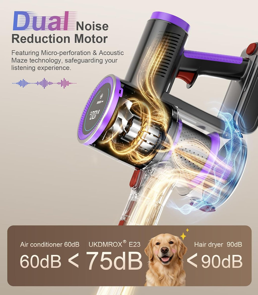 Skiennix Cordless Stick Vacuum Cleaner - 550W Powerful Suction, 45 Mins Runtime | Lightweight & Rechargeable for Home & Pet Hair