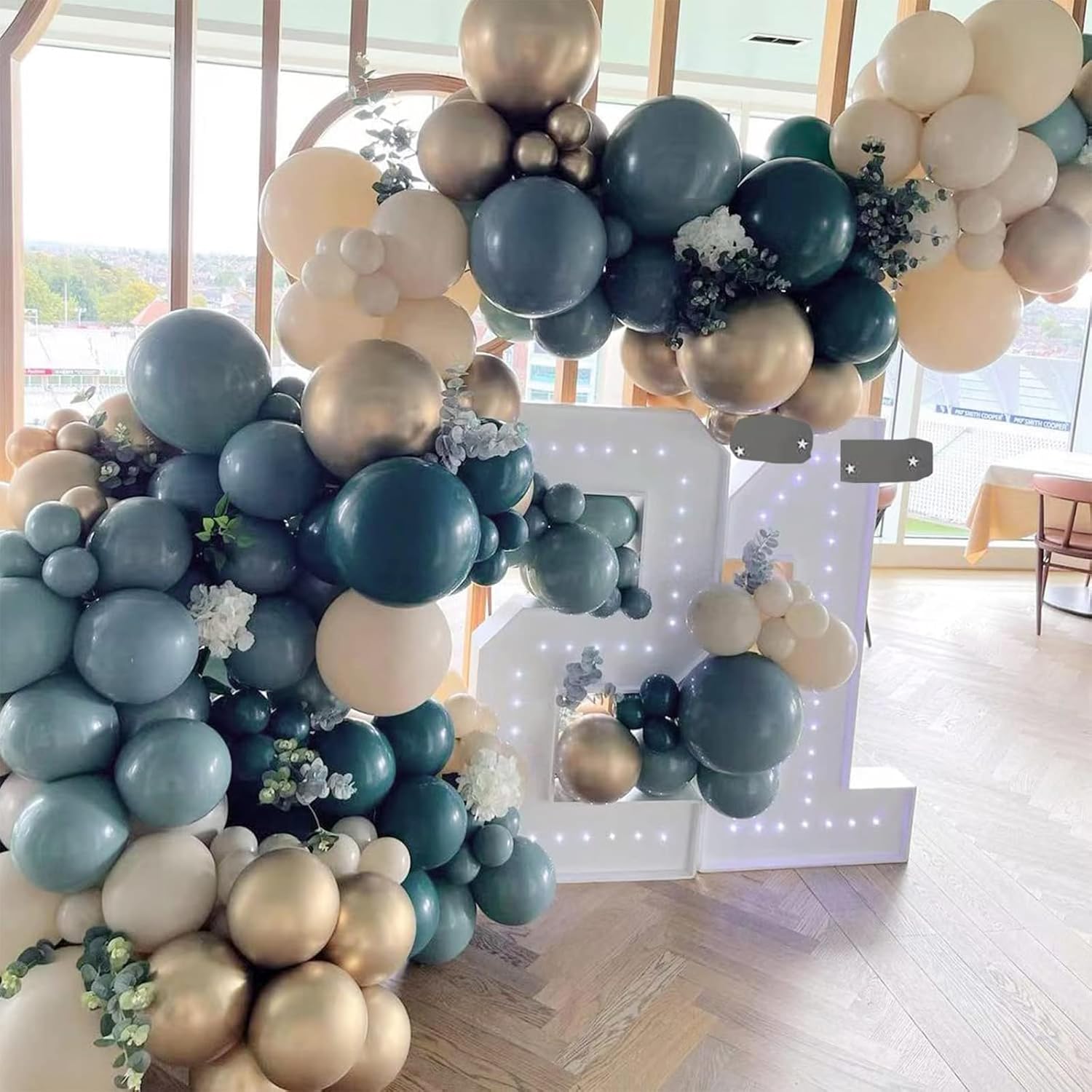 PartyWoo Slate Blue Balloons - 100-Piece Pack in 5, 10, 12 Inch Sizes | Boho Neutral Balloon Arch Kit for Celebrations