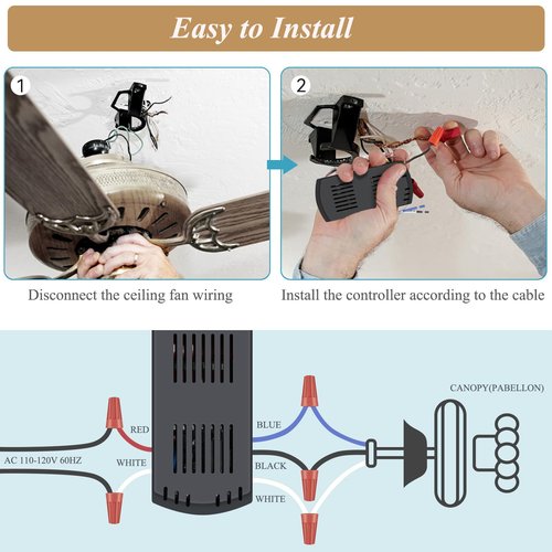 Universal Ceiling Fan Remote Control Kit, Compatible with Hunter, Harbor Breeze Hampton Bay, 3-Speed Control Fans with Dimmer, Remote Works with Hunter 99122 99123 99600