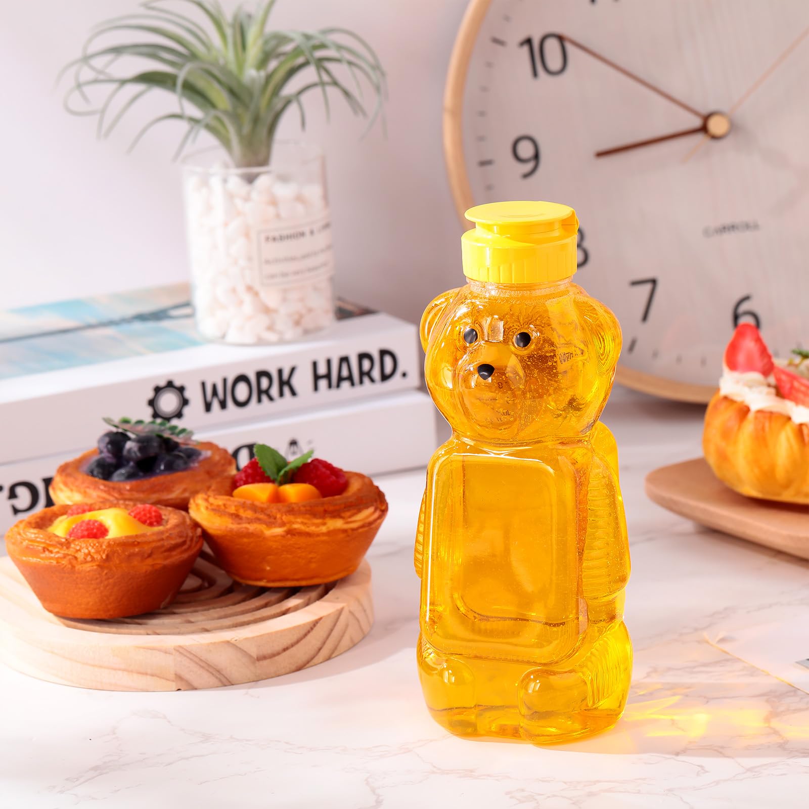 Thenshop 36 Pcs Honey Bear Bottle,Plastic Honey Squeeze Bottle,Honeybear Squeeze Jars,Cute Empty Container with Yellow Flip Lid for Syrup Sauce,Juice Storing and Dispensing, Transparent(500 Ml/ 17 oz)