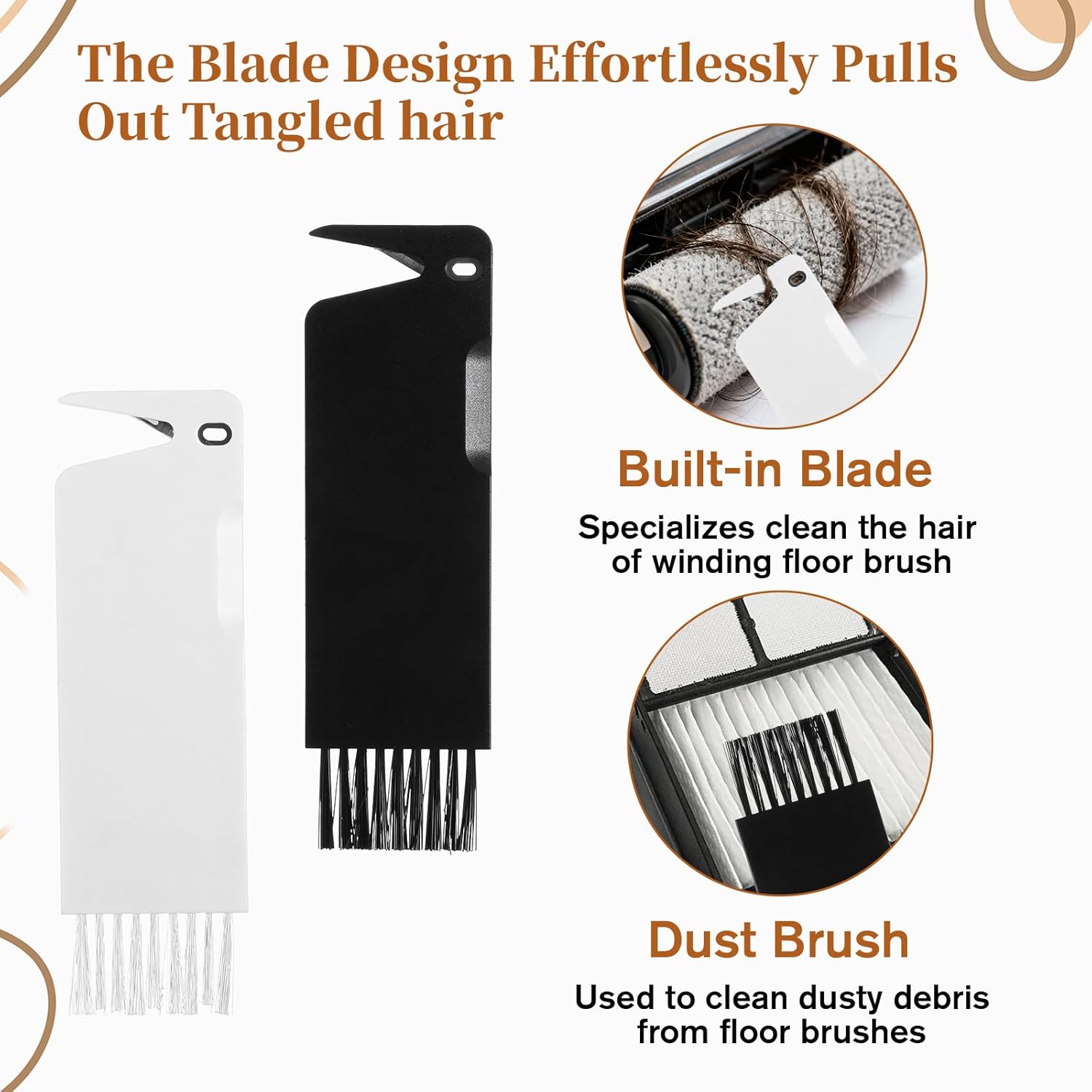 Skiennix Handheld Vacuum Cleaner Brush - 2-in-1 Universal Dust & Roller Tool for Robot Cleaning | 4 PCS Set