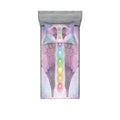 Ambesonne Angel Wings Fitted Sheet & Pillow Sham Set, Angelic Chakras Yoga Ethereal Pastel Psychedelic Theme, Decorative Printed 2 Piece Bedding Decor Set, Twinxl, Light Plum