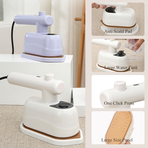 Travel Steamer for Clothes, 2in1 Dry & Wet Ironing Steamers, 30S Rapid Heating Handheld Portable Steam Iron, 180° Rotary Garment Irons for Tavel, Wrinkle Remover Steamer Iron for All Fabrics (White)