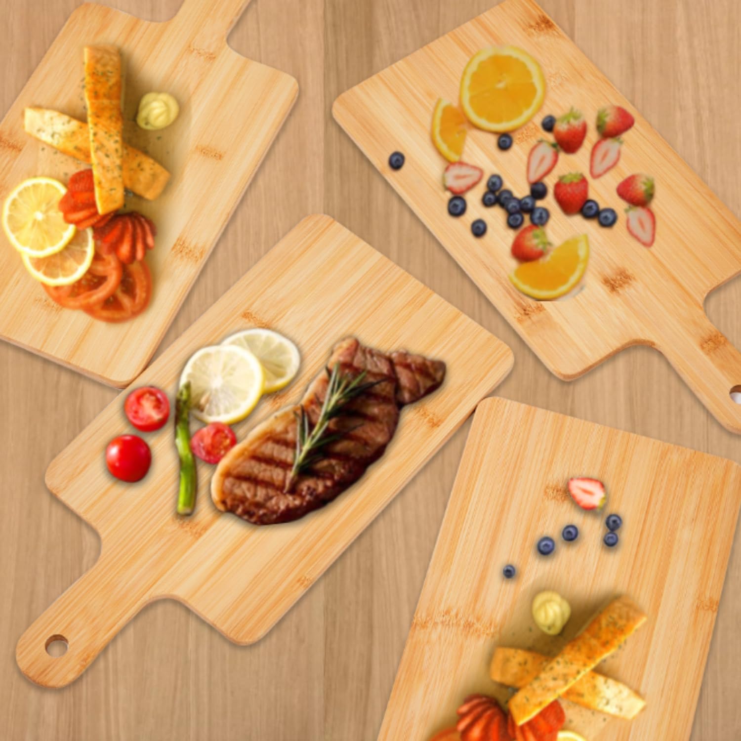 Benhurb 10pcs Wood Cutting Boards Bulk for Kitchen, 15x7 inch Personalized Bamboo Charcuterie Boards Customized Laser Engraving Serving Chopping Board for Pizza, Cheese, Dessert, Fruit, Vegetables