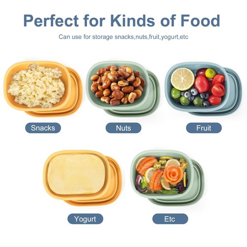 AOEDEO 4 pcs 10 oz Silicone Snack Containers for Kids Small Food Containers with Lids, Fruit Container for Lunch, Stackable Lunch Container for Kids, Daycare, School and Travel