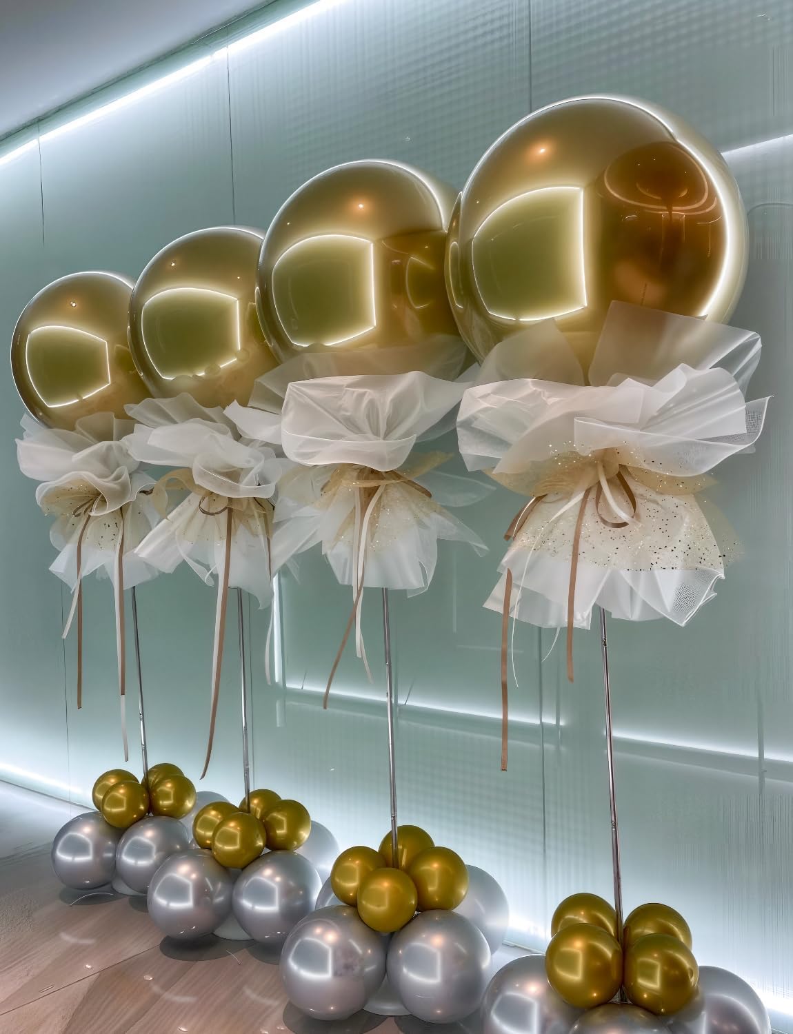 Skiennix 36 Inch Metallic Gold Balloons - Jumbo Chrome Latex Balloons for Graduation & Party Decor