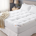 OLANLY King Mattress Topper - Cooling Bamboo Viscose Pillow Top for Back Pain Relief | Plush Down Alternative, White