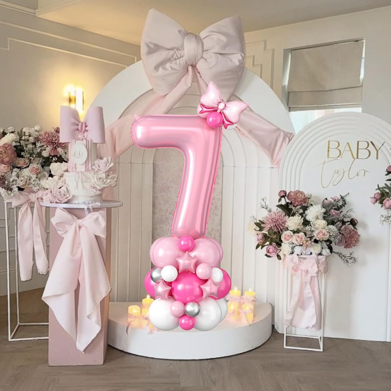 Skiennix 40-Inch Pink Number 7 Balloon - Giant Foil Balloon for 7th Birthday Party Decor