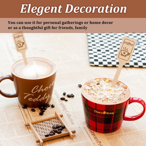 108Pcs 6.3 Inch Kayak Paddle Shaped Wooden Coffee Stirrers - Thick Birch Stir Sticks, Eco-Friendly Biodegradable Beverage Mixer for Coffee, Cocktails, Milk Tea & Hot/Cold Drinks