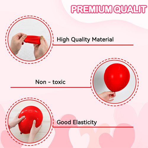 Red Pink Balloons, 50pcs Red And Pink Balloons With Love Checkered Heart Foil Balloon For Valentine's Day Birthday Baby Shower Party Wedding Engagement Bridal Shower Anniversary Decorations Supplies