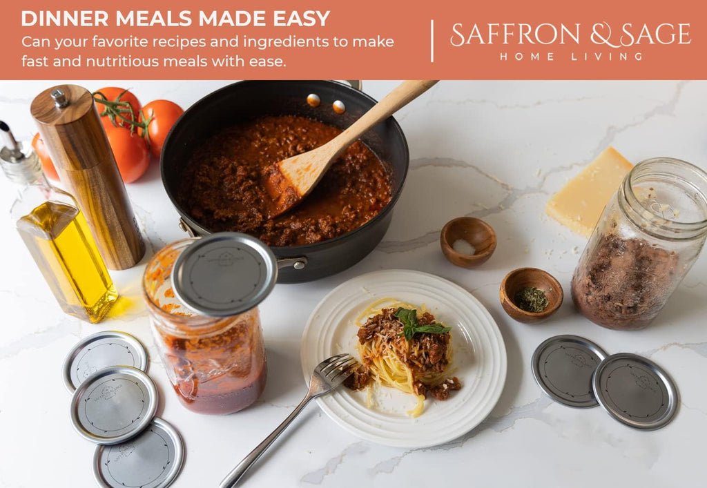 Saffron & Sage Canning Lids - 120 Count Regular Mouth Universal Lids for Ball & Kerr Jars | Food Grade, Rust Proof, Durable Seal