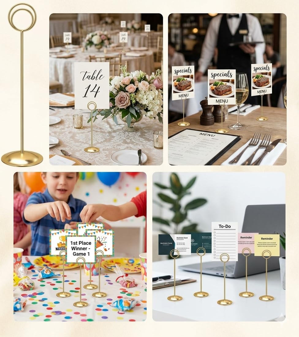 HOHIYA 12 Pack 12" Gold Table Number Holders for Weddings & Events
