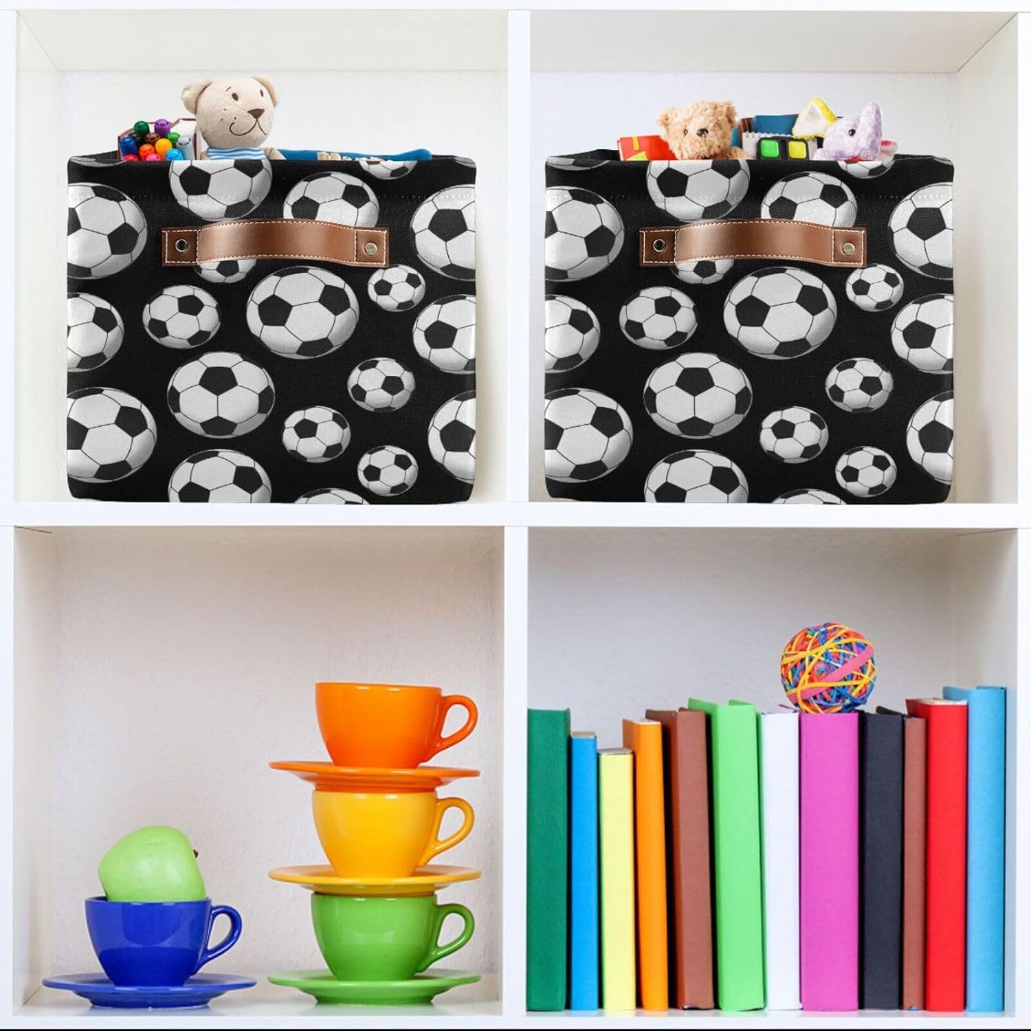 Skiennix Large Canvas Storage Basket - Collapsible Organizer with Handles for Toys & Clothes