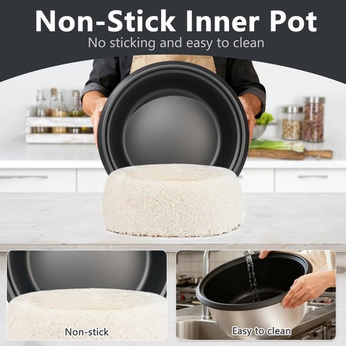 Heromind Commercial Rice Cooker, 46-Cup Rice Cooker, 9Qt / 10 L Large Rice Cooker with Nonstick Inner Pot, Fast Cooking and Auto Keep Warm, with Rice Cup and Paddle, Easy to Clean, 1600W