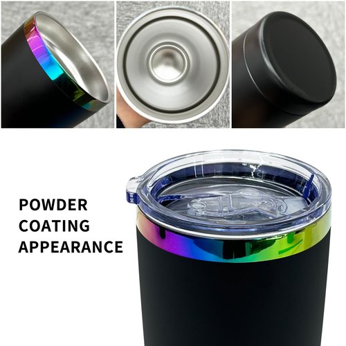20 oz Tumbler Bulk with Lid and Straw Double Wall Vacuum Insulated Travel Coffee Mug Powder Coated Cup for Hot and Iced Drinks (Black,12 pack)