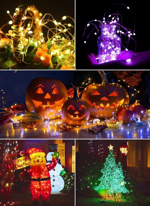 Minetom Color Changing Fairy String Lights - 33 ft 100 LED USB Silver Wire with Remote & Timer | 16 Colors for Indoor Christmas Decor