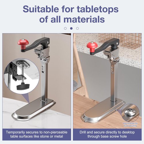 Commercial Stainless Steel Can Opener for Large Cans up to 13", Heavy Duty Counter Mounted Can Opener with Tabletop Clamp Holder, Screw-free, for High-Volume Commercial Kitchens