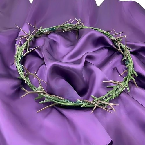Crown of Thorns | 8'' Christian Wreath with Purple Fabric - Theatrical Props for Lent & Easter Decor