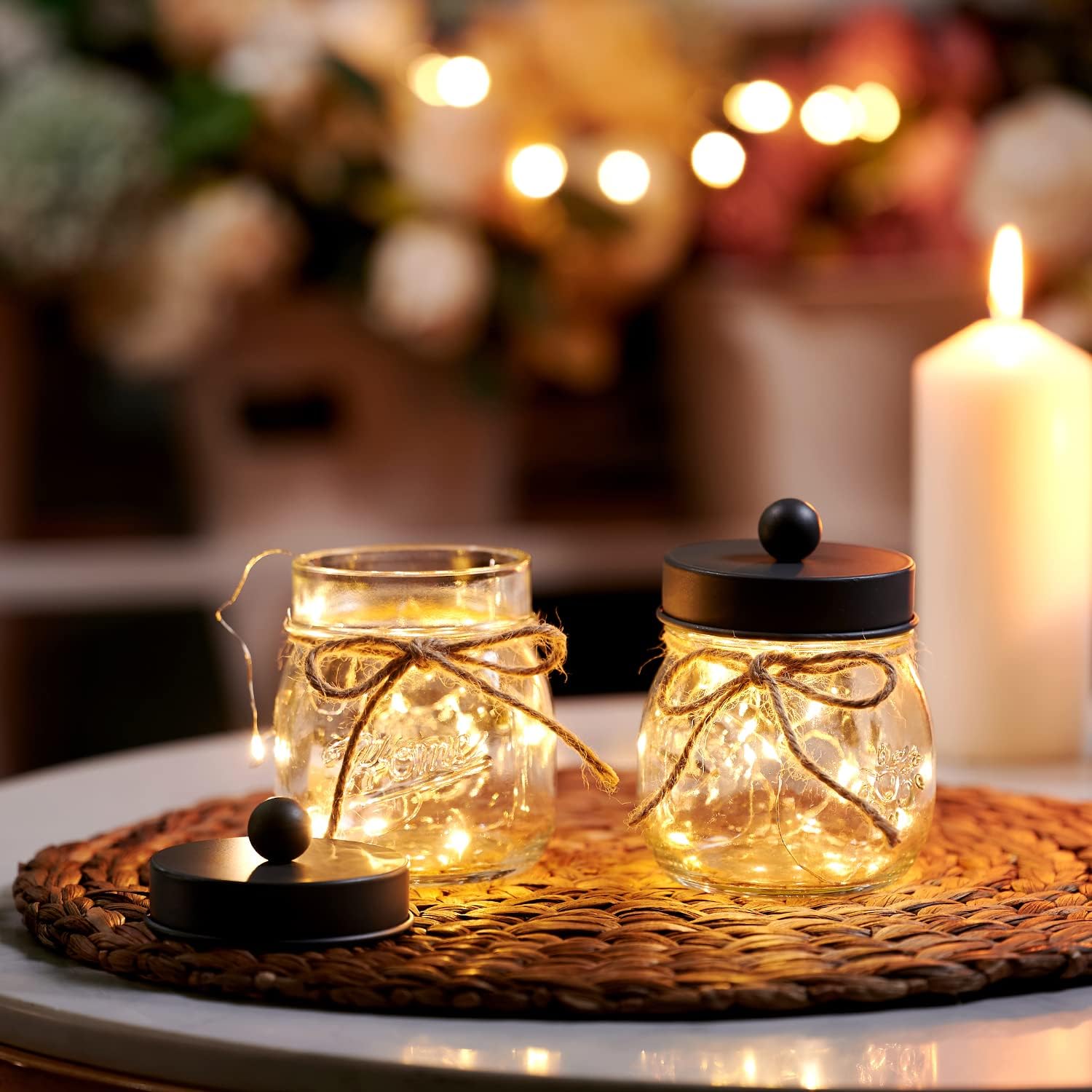SheeChung Qtip Holders - Stylish Black Bathroom Decor for Cotton Swabs & Balls | 2 Pack