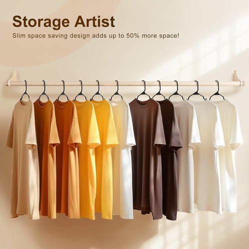 HOUSE DAY Premium Plastic Hangers - Heavy Duty Space-Saving Clothes Organizer | 10 Pack (Black)