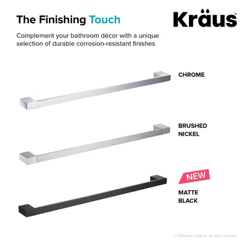 KRAUS Stelios 24-inch Bathroom Towel Bar, Matte Black Finish, KEA-19937MB