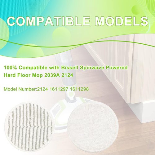 2124 Replacement Pads for Bissell Spinwave Spin Mop, 2 Scrubby Pads and 4 Soft Pads Compatible with Bisell Spinwave 2039 2039A 2039Q 2039T 2039W 20391 20395 20399 2307 23157 2315A Mop Pad Kit LUXRILIX