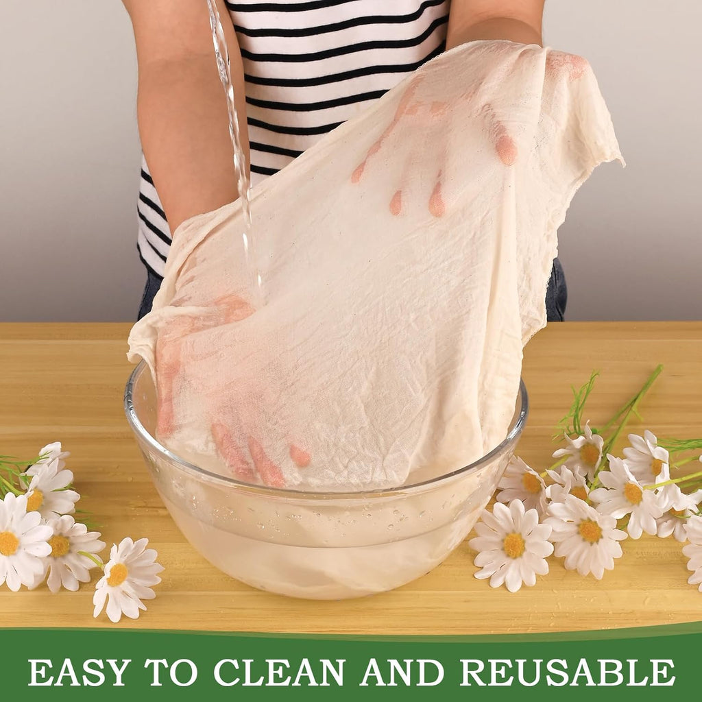 WMKGG Reusable Unbleached Cotton Cheese Cloth - 20x20 Inch Fine Mesh for Straining & Cooking