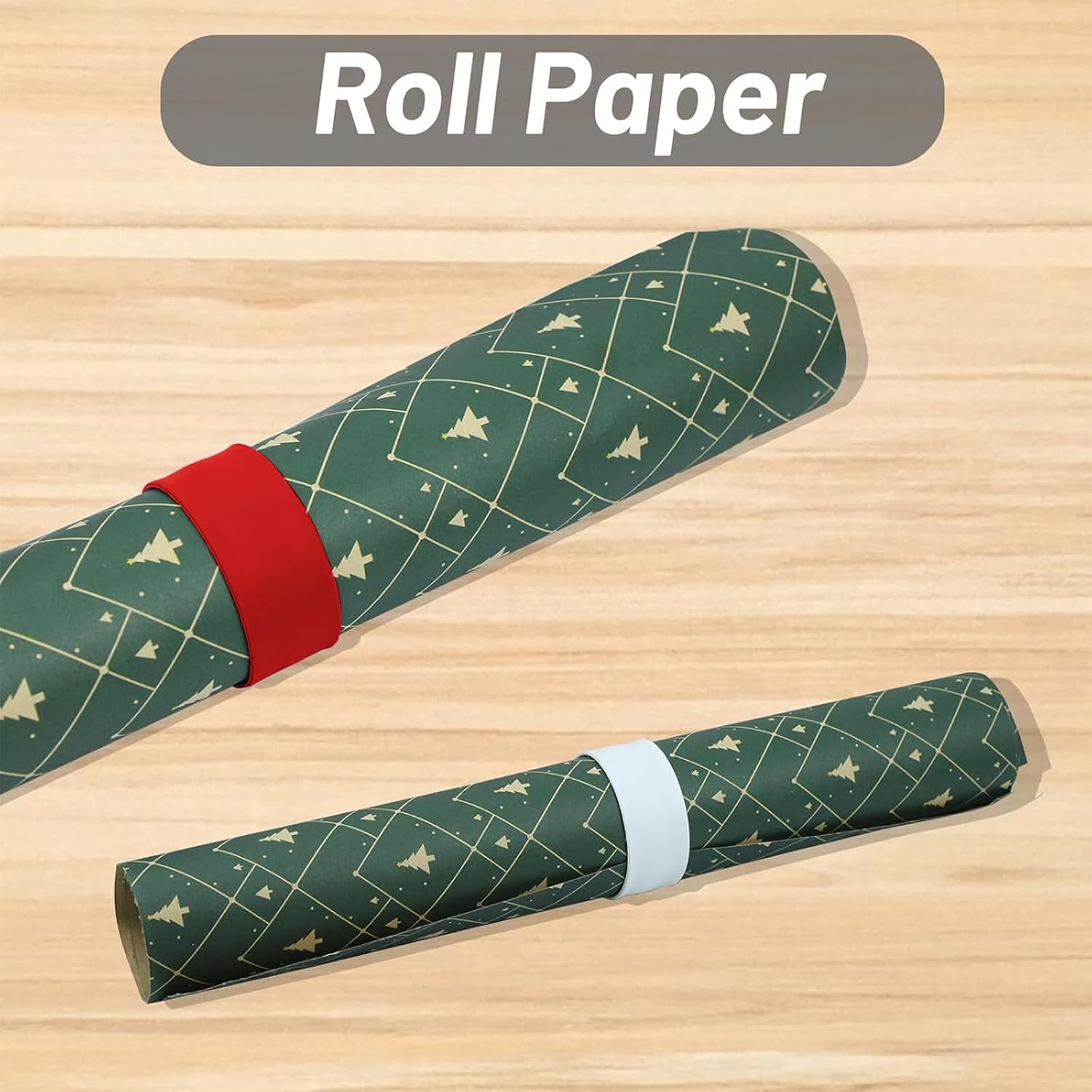 REDANHA Wrapping Paper Holder - 12 Silicone-Covered Metal Strips for Gift Storage | Red, White, Green
