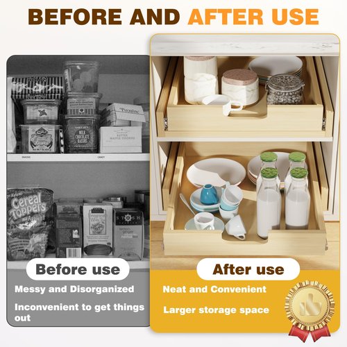Grehitk Pullout Cabinet Organizer, 26''W×21''D×3''H Slide Out Shelves for Kitchen Cabinets, Pull out Drawers for Kitchen Cabinets, Pantry, Bathroom, & Storage Organization