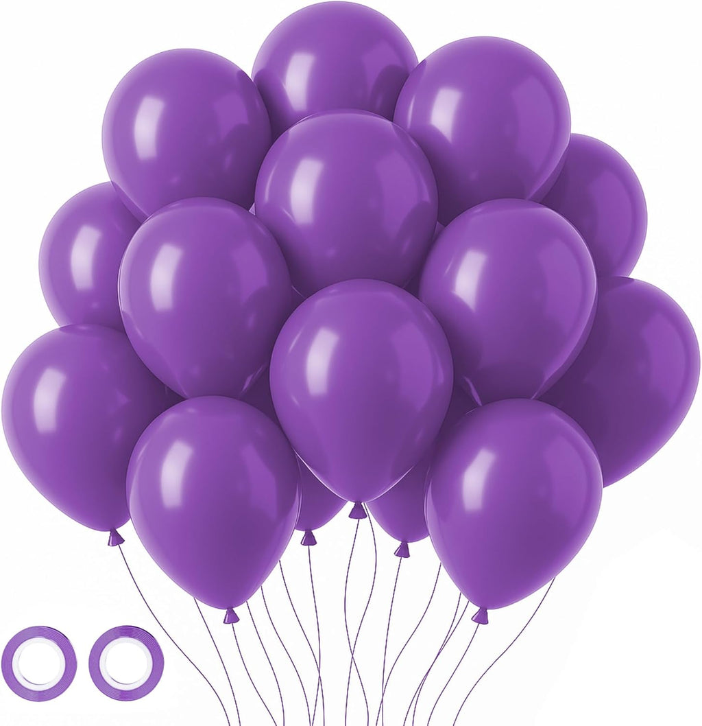 Voircoloria 105pcs Purple Balloons - 12-Inch Latex Party Balloons for Birthdays, Weddings & Events