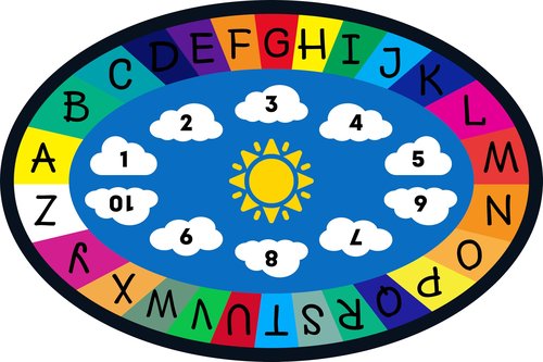 Genki - Classroom Rug for Kids - Education Classroom Carpet for Children - Colorful Seating Area - Large Elementary Classroom Rugs - Kids Seating for School Playroom | Oval 9'9"x6'6"