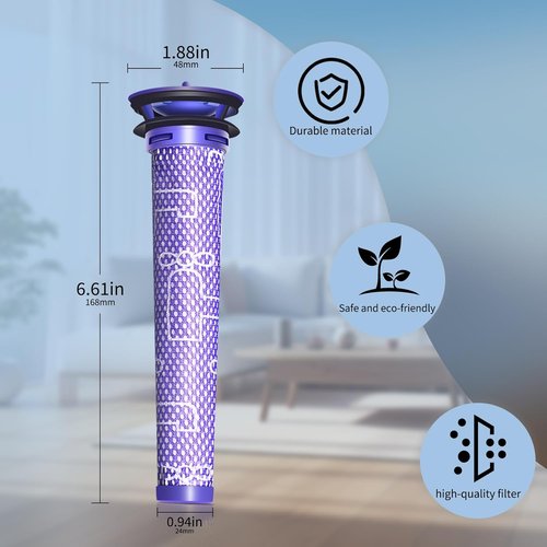 Dyson 4-Pack Replacement Pre-Filters | Enhance Vacuum Performance for V8, V7, V6, SV04, DC58