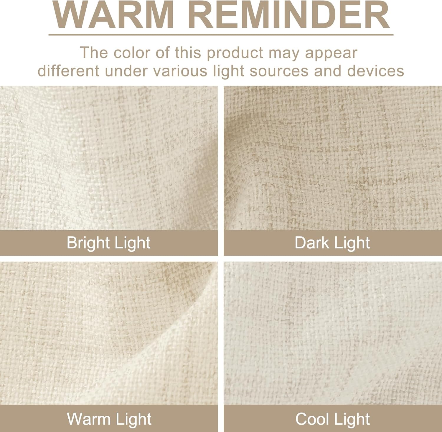 Skiennix 100% Blackout Linen Curtains - Thermal Insulated Drapes for Bedroom | 50" W x 84" L, Light Cream