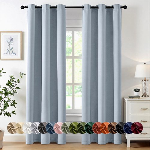 MIULEE Light Blue Blackout Curtains - Thermal Insulated Room Darkening Drapes | 84 Inches Long, 2 Panels