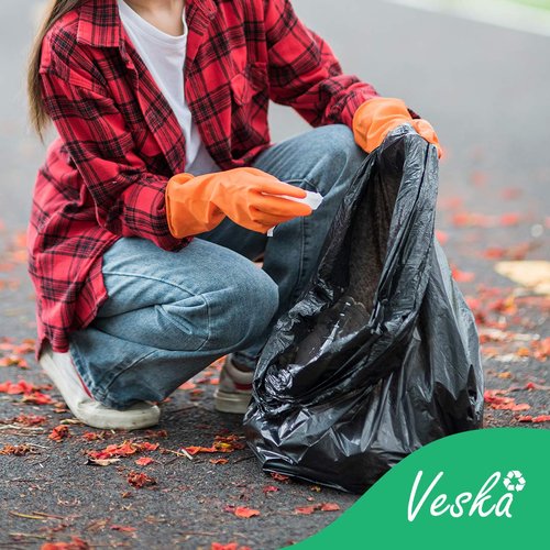 Veska 55-60 Gallon Trash Bags Heavy Duty (MegaValue 100 Bags w/Ties) 50-60 Gallon Large Black Garbage Bags Heavy Duty | Large Black Trash Bags for Commercial, Lawn and Leaf Bag